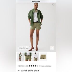 NWOT J Crew chino shorts size 4 army green- 4” inseam